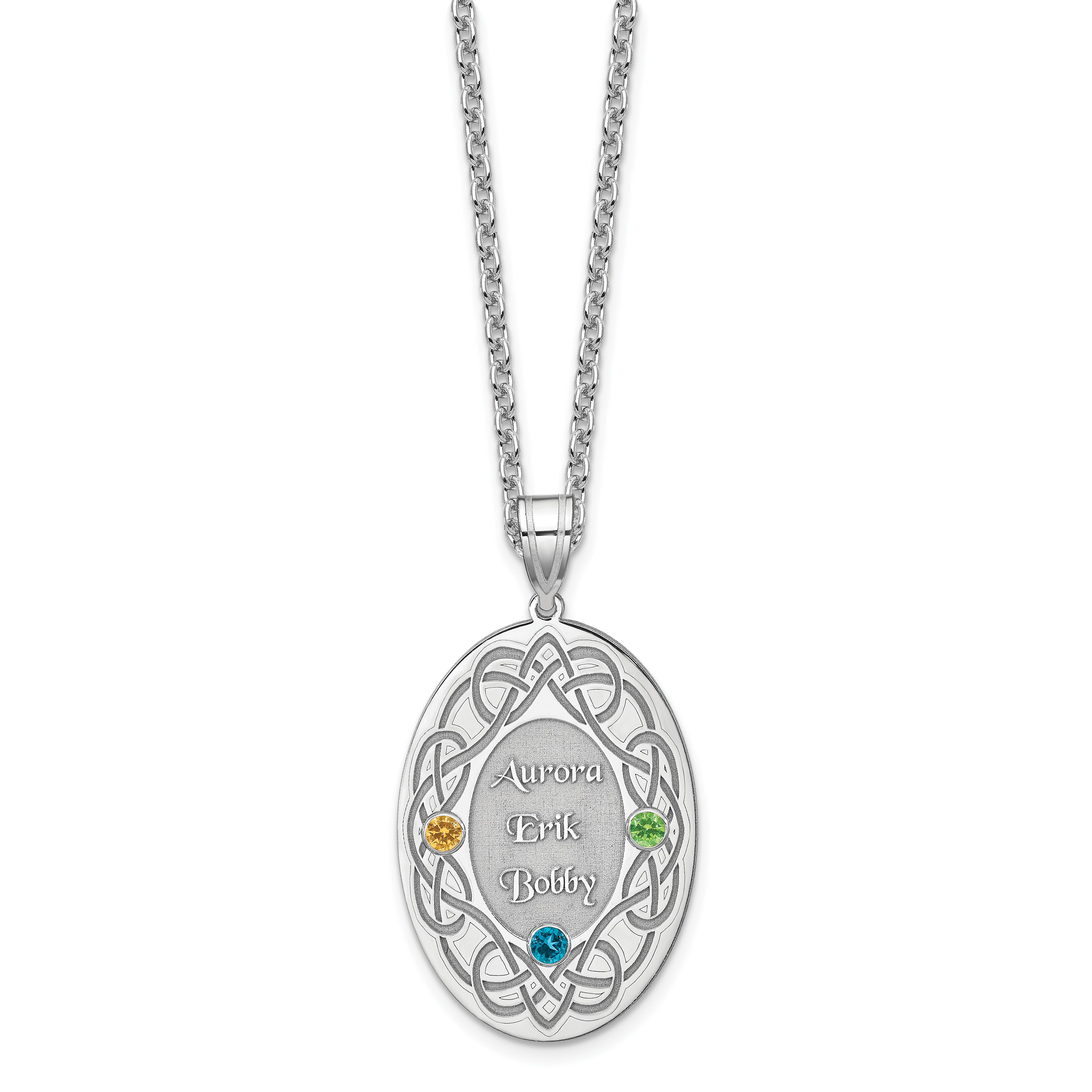 Sterling Silver Rhodium-plated Crystal Family Pendant