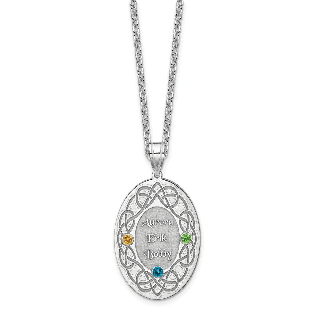 Sterling Silver Rhodium-plated Crystal Family Pendant