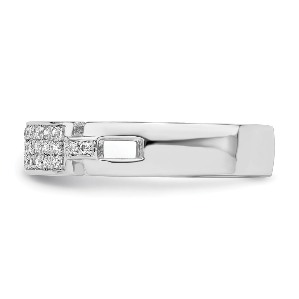 Brilliant Embers Sterling Silver Rhodium-plated 40 Stone Micro Pave CZ Ring