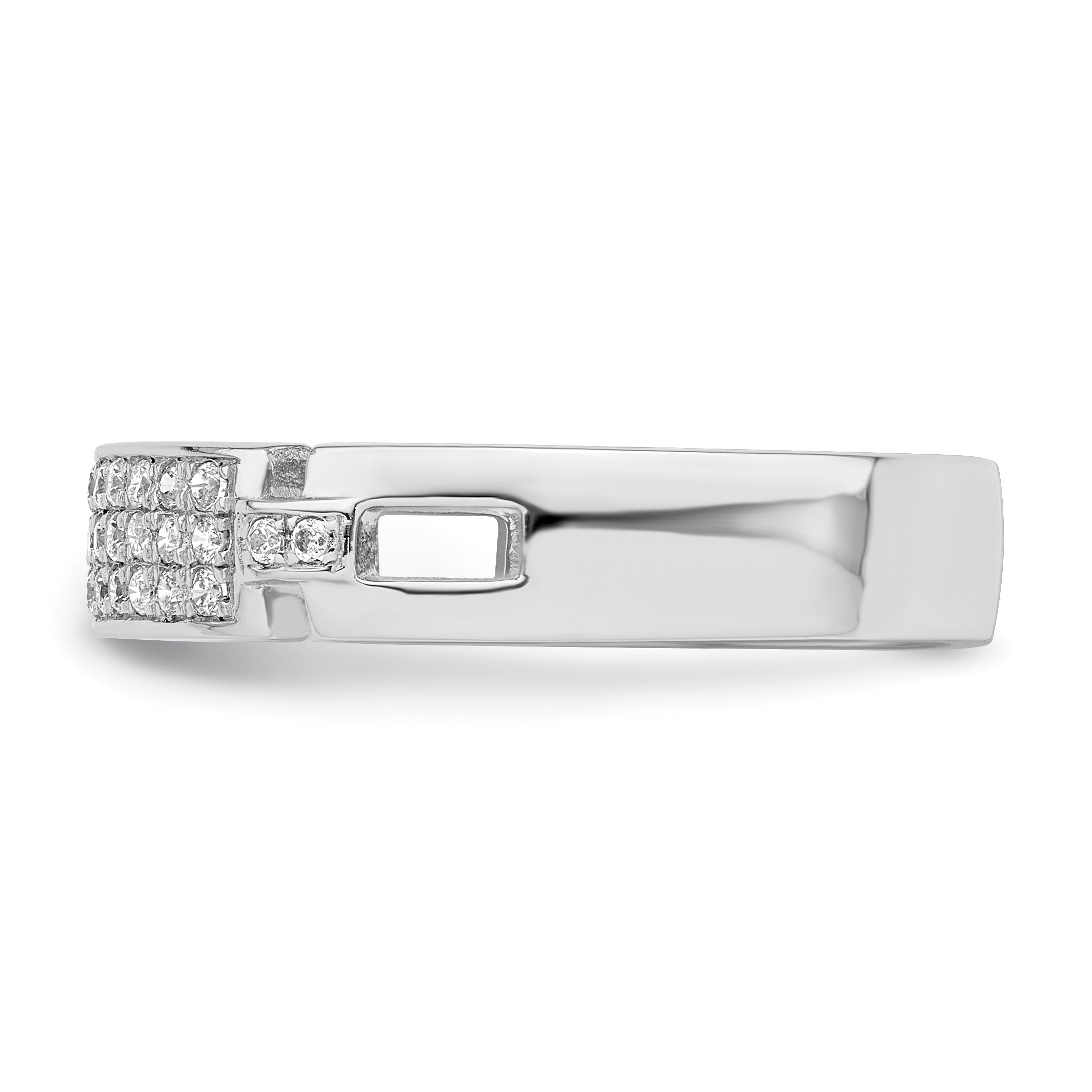 Brilliant Embers Sterling Silver Rhodium-plated 40 Stone Micro Pave CZ Ring