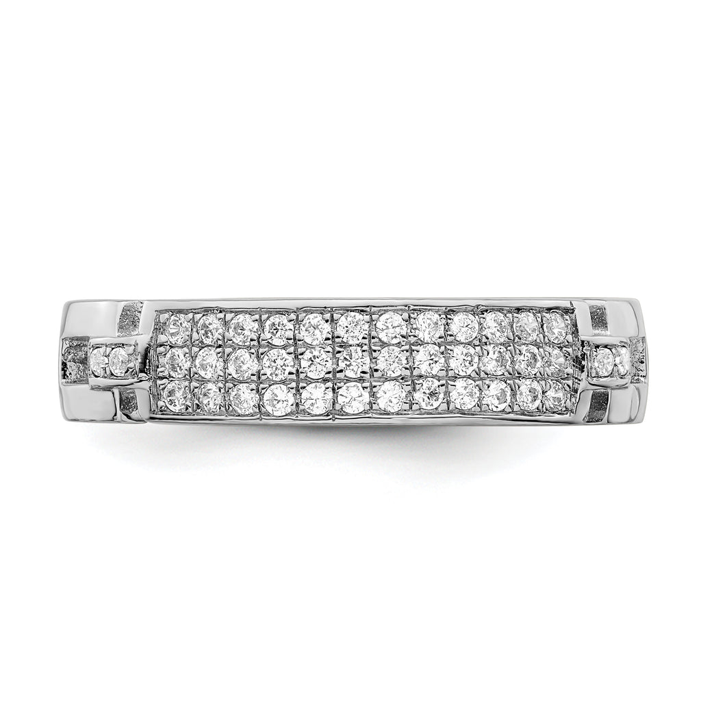 Brilliant Embers Sterling Silver Rhodium-plated 40 Stone Micro Pave CZ Ring