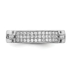 Brilliant Embers Sterling Silver Rhodium-plated 40 Stone Micro Pave CZ Ring