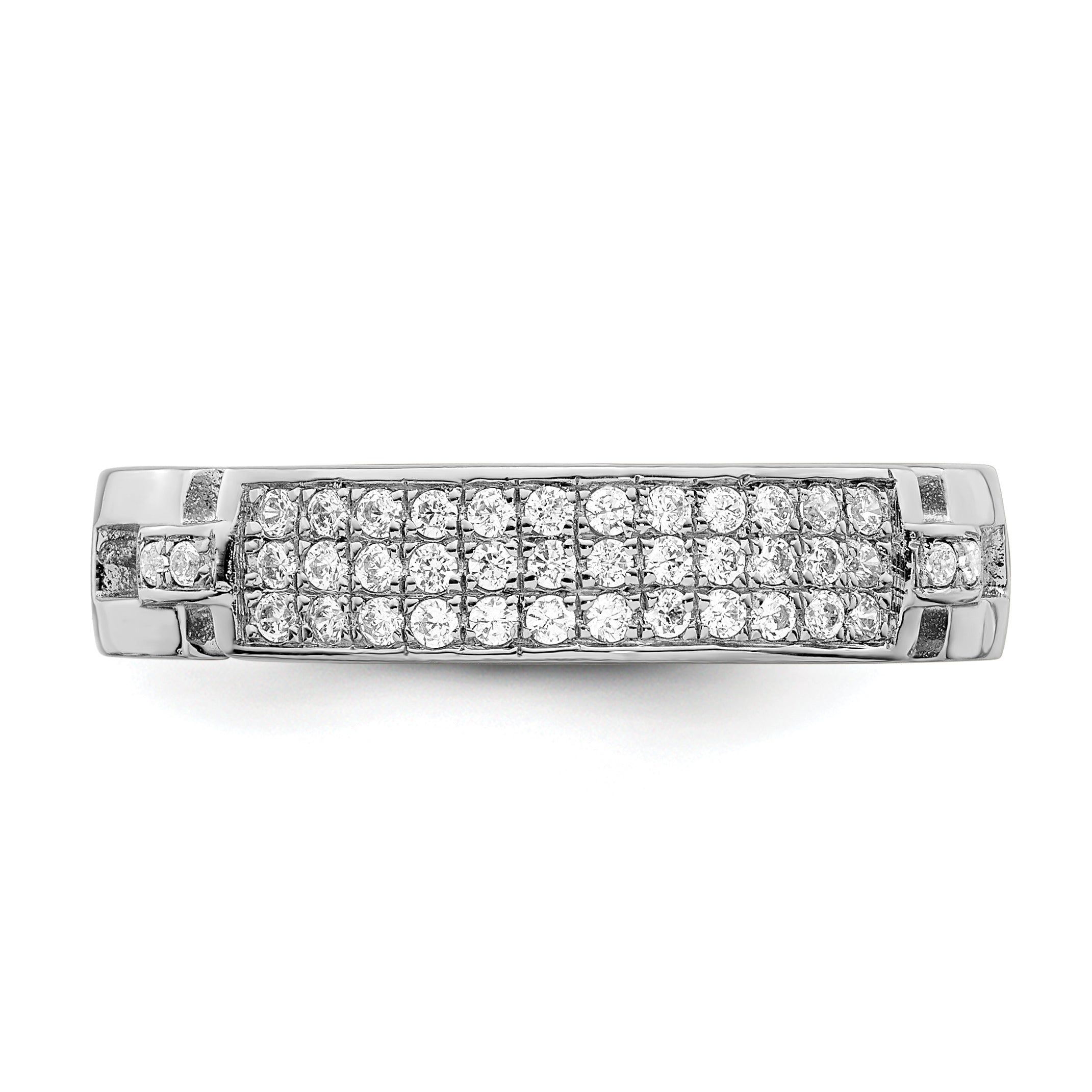 Brilliant Embers Sterling Silver Rhodium-plated 40 Stone Micro Pave CZ Ring