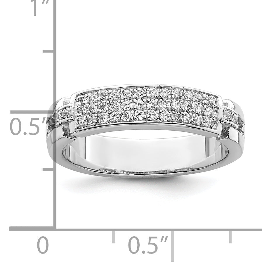 Brilliant Embers Sterling Silver Rhodium-plated 40 Stone Micro Pave CZ Ring