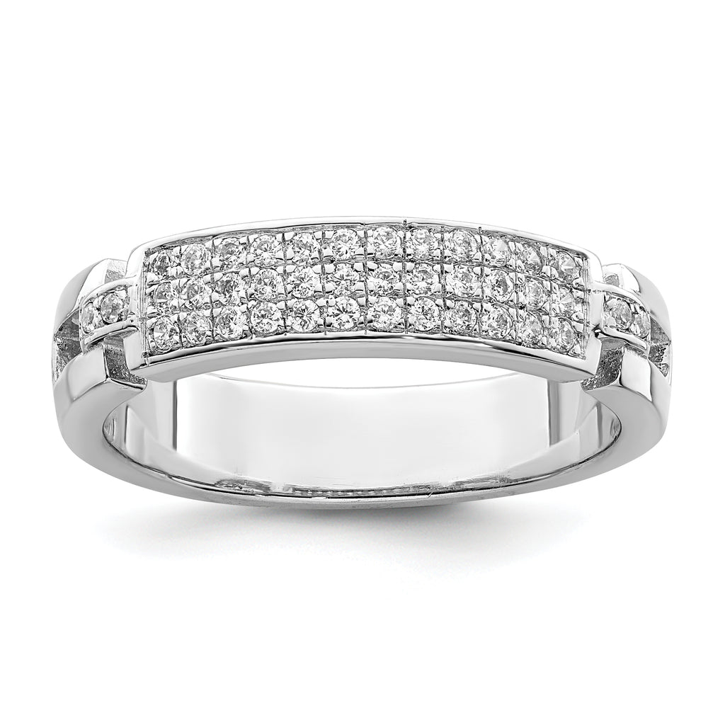 Brilliant Embers Sterling Silver Rhodium-plated 40 Stone Micro Pave CZ Ring