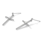 Cubic Zirconia Cross Dangle Earrings in Sterling Silver, 13mm - Sophia Jewelers
