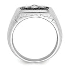 Brilliant Embers Sterling Silver Rhodium-plated 62 Stone Black Micro Pave CZ Fleur De Lis Men's Ring