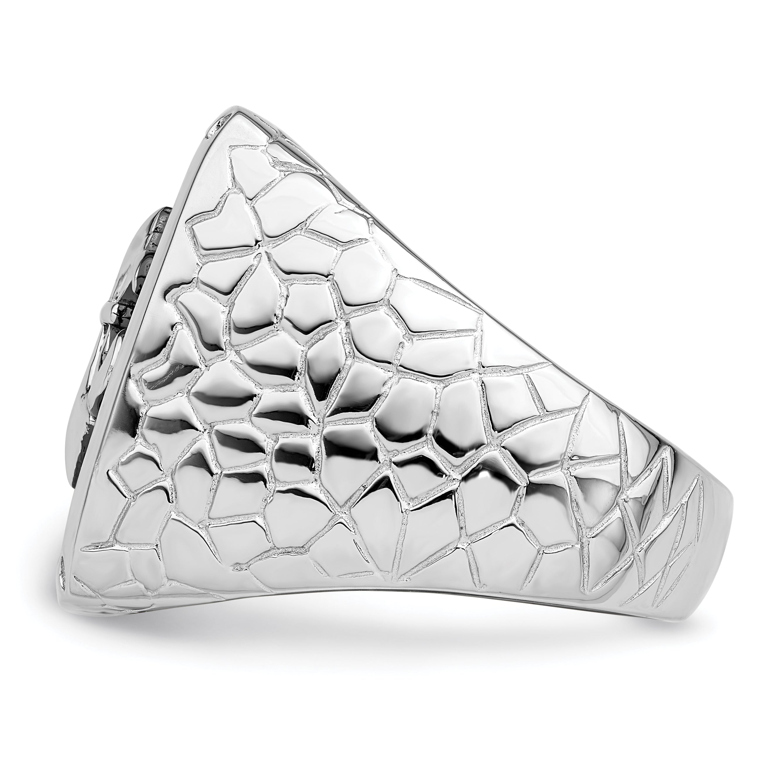 Brilliant Embers Sterling Silver Rhodium-plated 62 Stone Black Micro Pave CZ Fleur De Lis Men's Ring