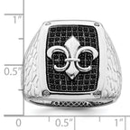 Brilliant Embers Sterling Silver Rhodium-plated 62 Stone Black Micro Pave CZ Fleur De Lis Men's Ring