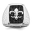 Brilliant Embers Sterling Silver Rhodium-plated 62 Stone Black Micro Pave CZ Fleur De Lis Men's Ring