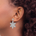 Snowflake Cubic Zirconia Dangle Earrings in Sterling Silver - Sophia Jewelers