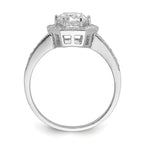 Brilliant Embers Sterling Silver Rhodium-plated 39 Stone Hexagon Halo Micro Pave CZ Ring