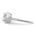 Brilliant Embers Sterling Silver Rhodium-plated 39 Stone Hexagon Halo Micro Pave CZ Ring