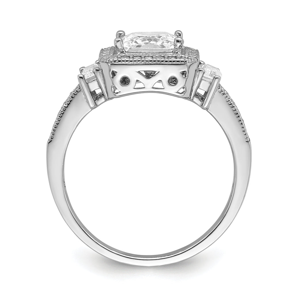 Brilliant Embers Sterling Silver Rhodium-plated 51 Stone Micro Pave CZ Ring