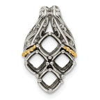 Sterling Silver Antiqued w/14k 4-stone Mother's Pendant