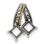 Sterling Silver Antiqued w/14k 2-stone w/Diamond Mother's Pendant