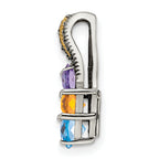 Sterling Silver Antiqued w/14k 3-stone w/Diamond Mother's Pendant