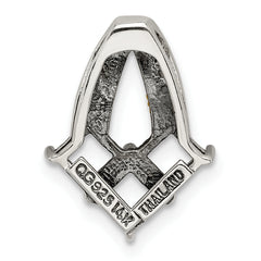 Sterling Silver Antiqued w/14k 3-stone w/Diamond Mother's Pendant