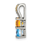 Sterling Silver Antiqued w/14k 4-stone w/Diamond Mother's Pendant