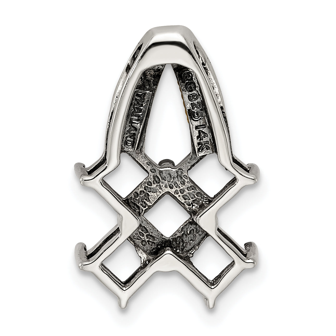 Sterling Silver Antiqued w/14k 5-stone w/Diamond Mother's Pendant