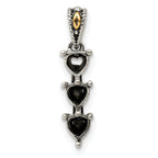 Sterling Silver Antiqued w/14k 3-stone Mother's Pendant Mounting
