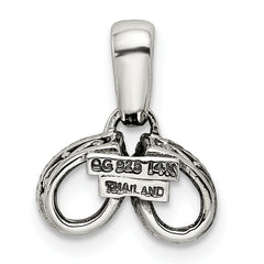 Sterling Silver Antiqued w/14k 2-stone w/Diamond Mother's Pendant