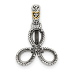 Sterling Silver Antiqued w/14k 3-stone w/Diamond Mother's Pendant