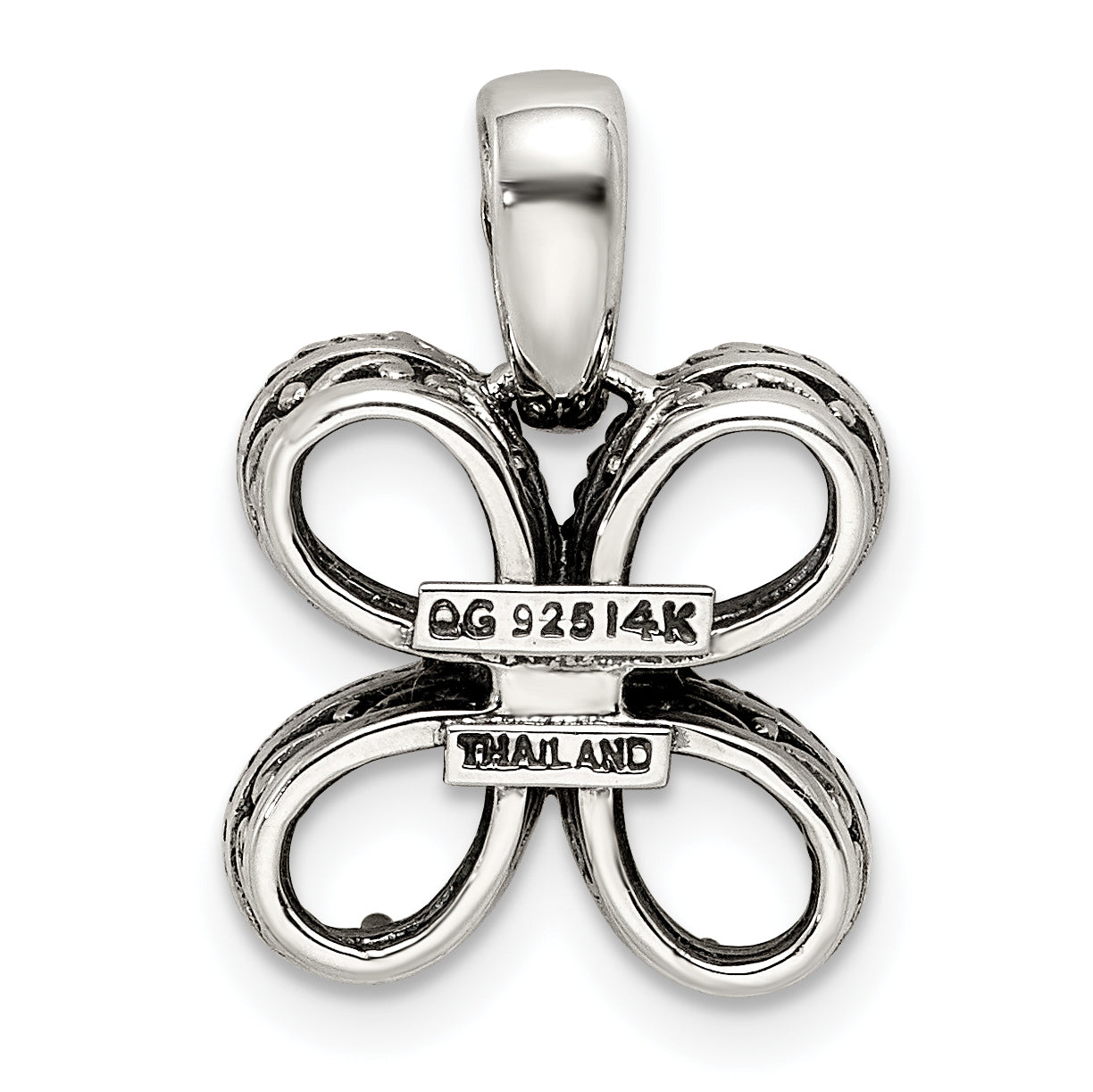 Sterling Silver Antiqued w/14k 4-stone w/Diamond Mother's Pendant