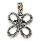 Sterling Silver Antiqued w/14k 4-stone w/Diamond Mother's Pendant