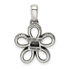 Sterling Silver Antiqued w/14k 5-stone w/Diamond Mother's Pendant