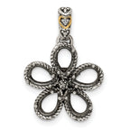 Sterling Silver Antiqued w/14k 5-stone w/Diamond Mother's Pendant