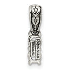 Sterling Silver Antiqued w/14k 2-stone w/Diamond Mother's Pendant