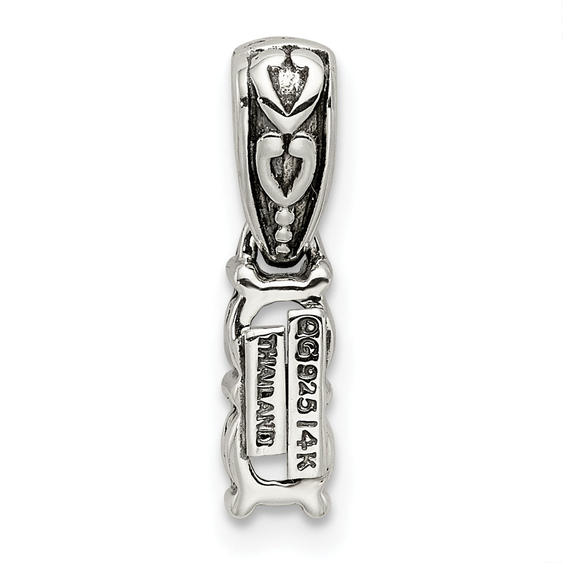 Sterling Silver Antiqued w/14k 2-stone w/Diamond Mother's Pendant