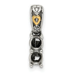 Sterling Silver Antiqued w/14k 2-stone w/Diamond Mother's Pendant