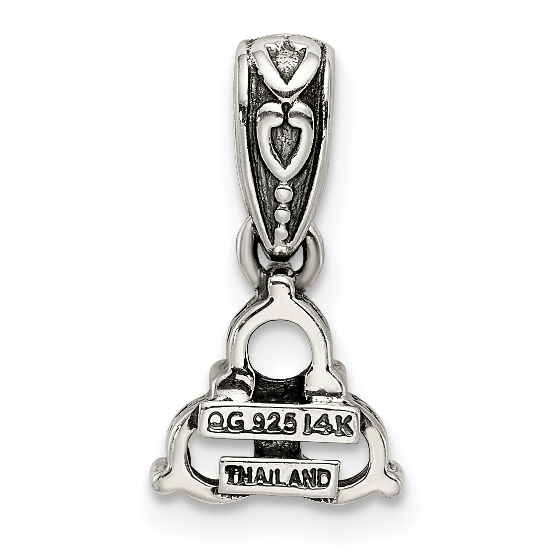 Sterling Silver Antiqued w/14k 3-stone w/Diamond Mother's Pendant