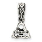 Sterling Silver Antiqued w/14k 3-stone w/Diamond Mother's Pendant