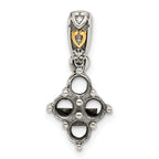 Sterling Silver Antiqued w/14k 4-stone w/Diamond Mother's Pendant