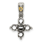 Sterling Silver Antiqued w/14k 5-stone w/Diamond Mother's Pendant