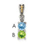 Sterling Silver Antiqued w/14k 2-stone w/Diamond Mother's Pendant