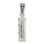 Sterling Silver Antiqued w/14k 3-stone w/Diamond Mother's Pendant