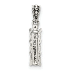 Sterling Silver Antiqued w/14k 3-stone w/Diamond Mother's Pendant