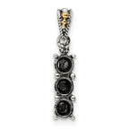 Sterling Silver Antiqued w/14k 3-stone w/Diamond Mothers Pendant Semi-Mount