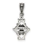 Sterling Silver Antiqued w/14k 4-stone w/Diamond Mothers Pendant Semi-Mount