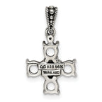 Sterling Silver Antiqued w/14k 5-stone w/Diamond Mothers Pendant Semi-Mount