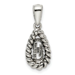 Sterling Silver Antiqued w/14k 2-stone w/Diamond Mother's Pendant