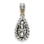 Sterling Silver Antiqued w/14k 2-stone w/Diamond Mother's Pendant
