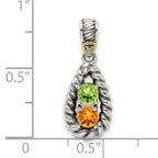Sterling Silver Antiqued w/14k 2-stone w/Diamond Mother's Pendant