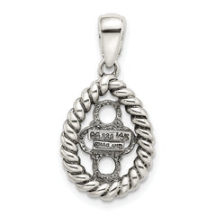 Sterling Silver Antiqued w/14k 4-stone w/Diamond Mother's Pendant