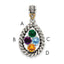 Sterling Silver Antiqued w/14k 4-stone w/Diamond Mother's Pendant