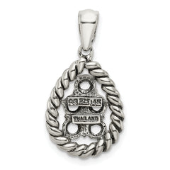 Sterling Silver Antiqued w/14k 5-stone w/Diamond Mother's Pendant